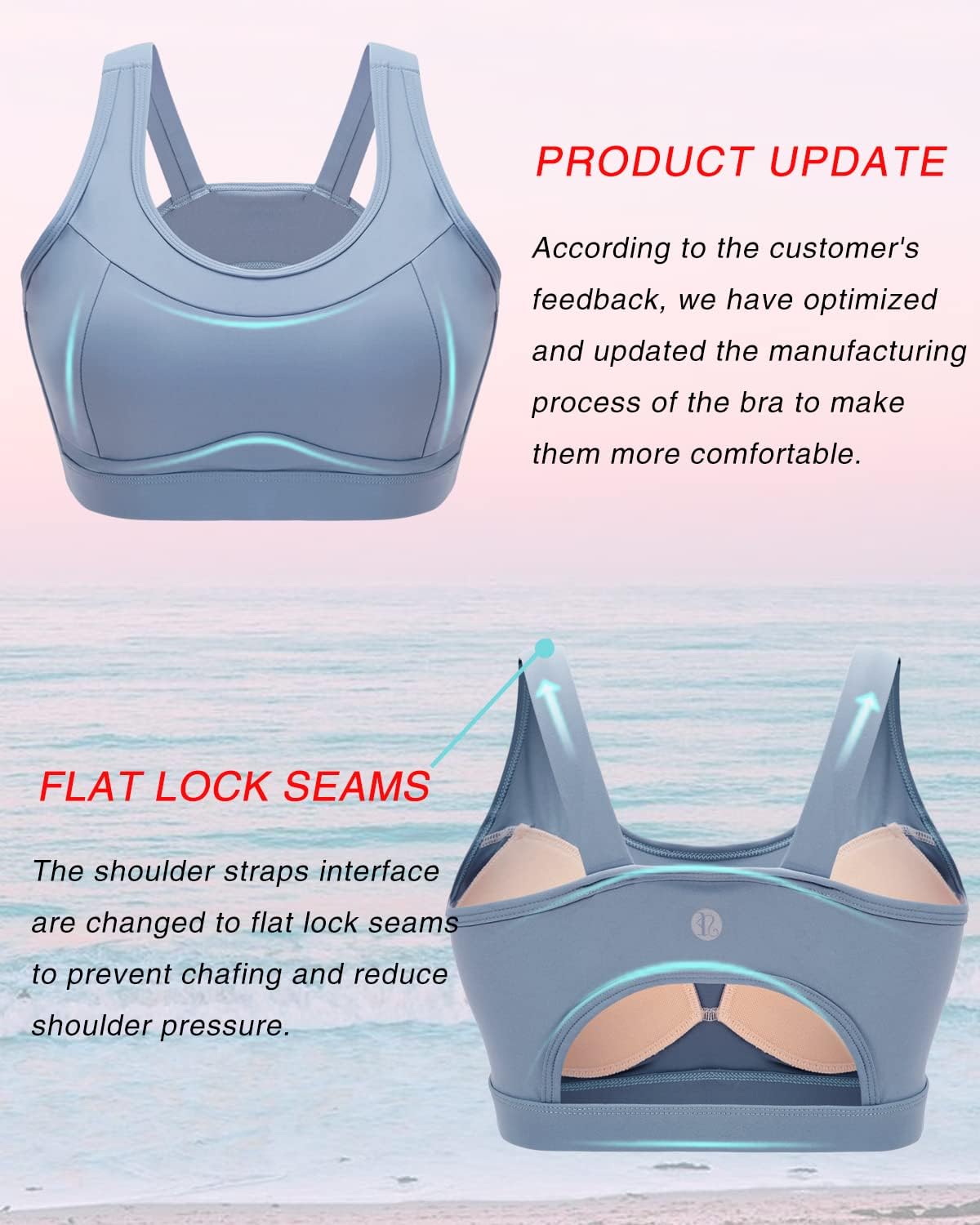 RUNNING GIRL High Impact Sports Bras for Women,Racerback Running Bra Workout Crop Tank Tops Longline Sports Bra Push up