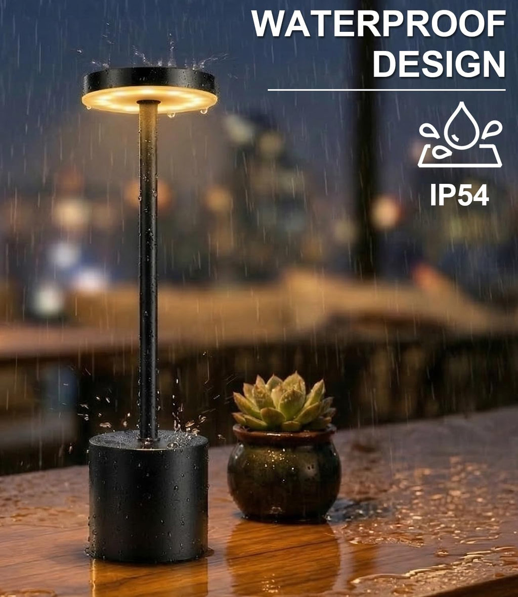 Cordless Table Lamp Set of 2, Rechargeable 5000mAh Battery Operated Outdoor Table Lamps, Portable LED Desk Lamp, 3 Color Dimmable Table Light for Restaurant, Patio, Bedroom, Bedside Night Lamp(Black)