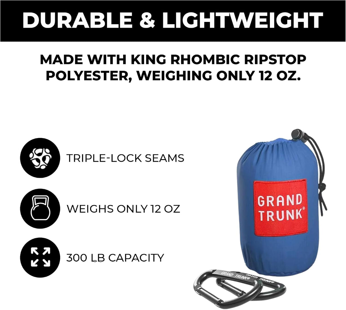 GRAND TRUNK Camping Hammock | 12 oz | Blue
