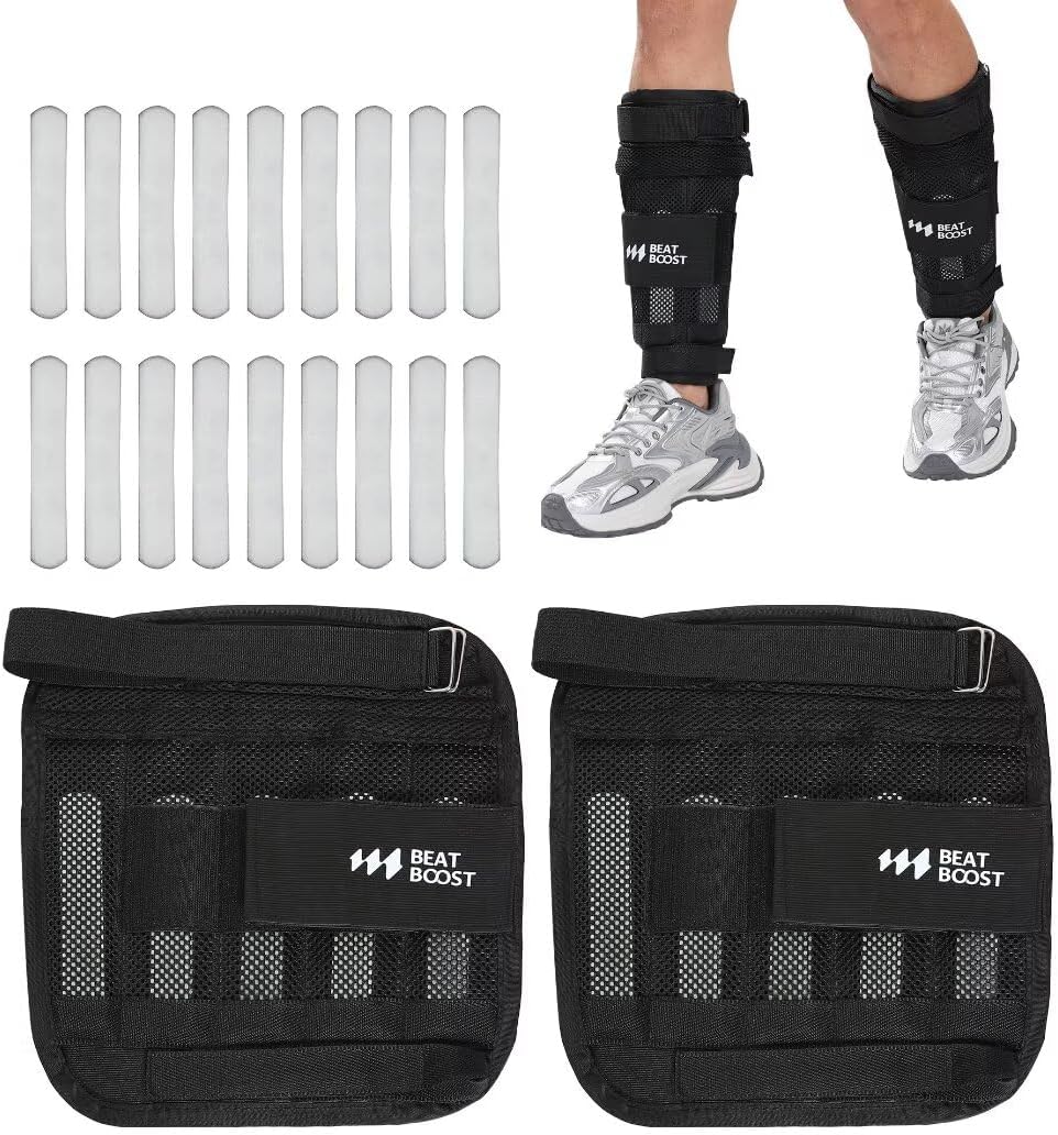 BeatBoost Ankle Wrist Weights 5lb/10lb/15lb/20lb/25lb/30lb Adjustable Leg Arm Weights for Men Walking Pilates Exercise Workout Gym Aerobics