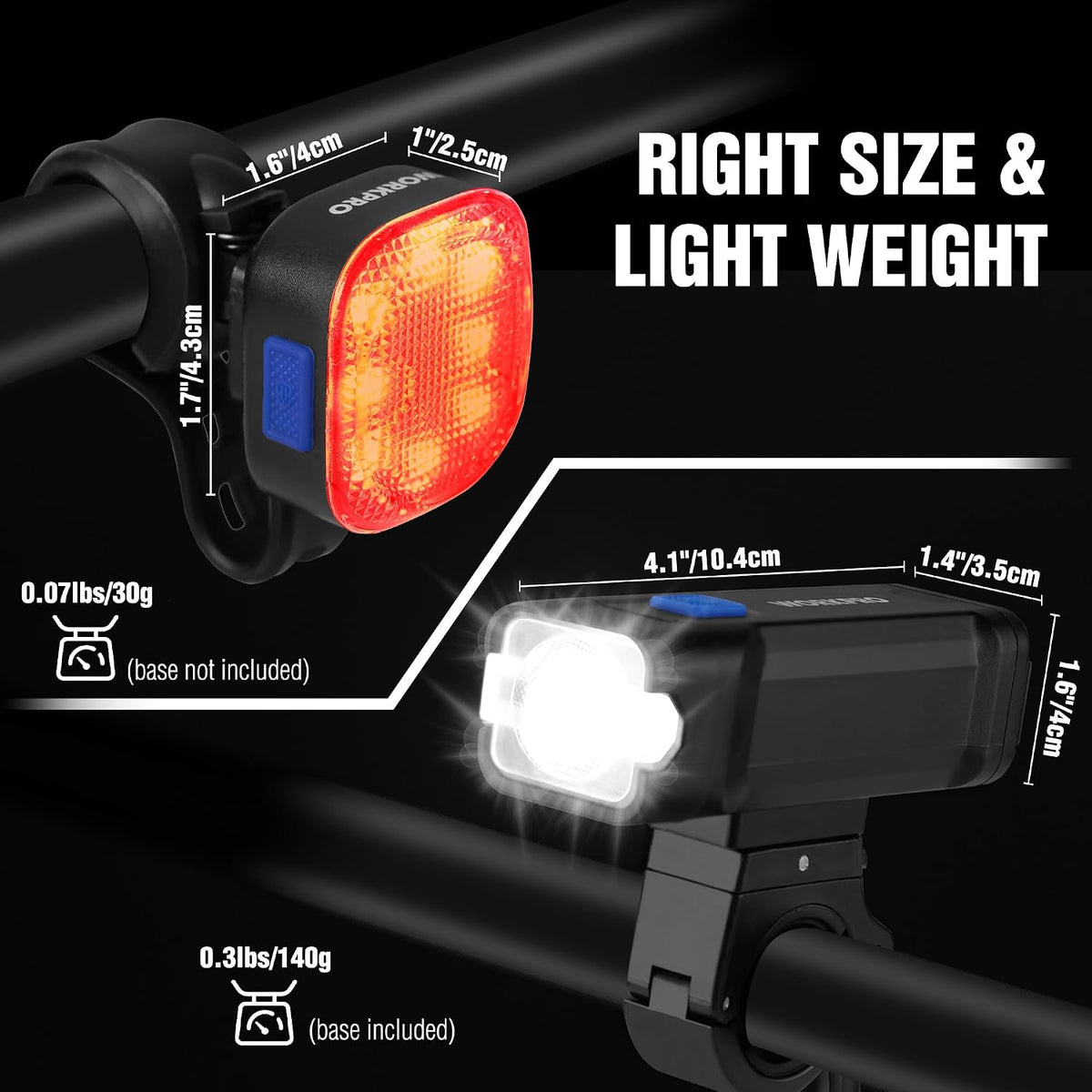 WORKPRO Bike Light for Night Riding, Rechargeable Bike Light Front and Back