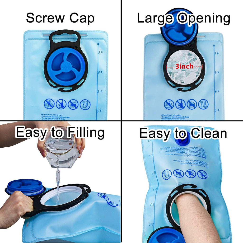 Mothybot 3L 2L 1.5L Hydration Bladder, Upgraded Leak Proof 50OZ/ 70OZ/ 100OZ 3 Liter Water Reservoir for Most Hydration Pack Replacement with Quick Release Insulated Tube & Auto Shut-Off Valve Outdoor