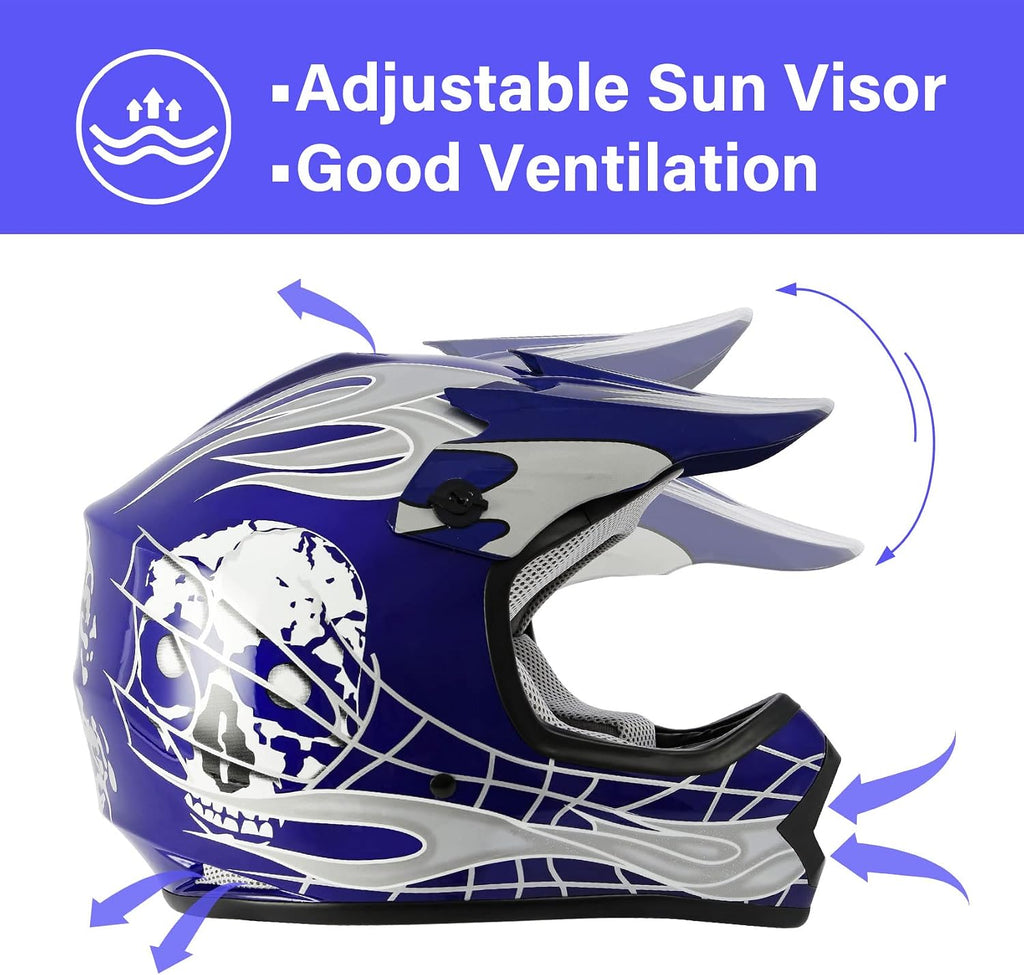 SLMOTO Kids Dirt Bike Helmets Approved for Motorcycle ATV Motocross Gear