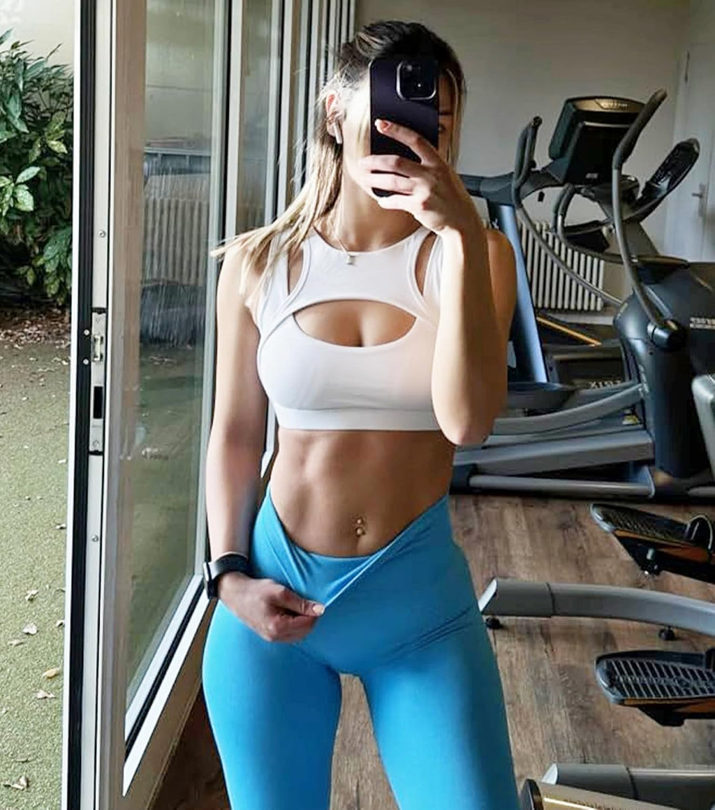 Betaven Push up Sports Bra for Women Sexy Hollow Crop Tops with Removable Cups Workout Fitness Yoga Bra Medium Support