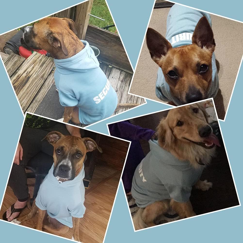 BINGPET Security Dog Hoodie, Pet Sweater Clothes with Leash Hole, Blue
