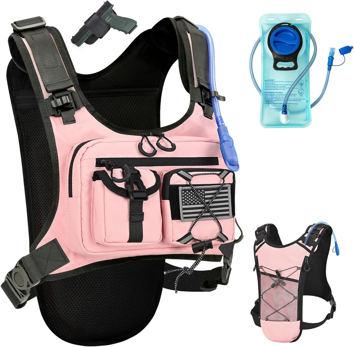 Criuage USA Patent Running Hydration Vest Backpack, Lightweight Chest Pack with 2.0L Water Bladder Bag Daypack for Hiking Running Cycling Race Marathon for Women Men