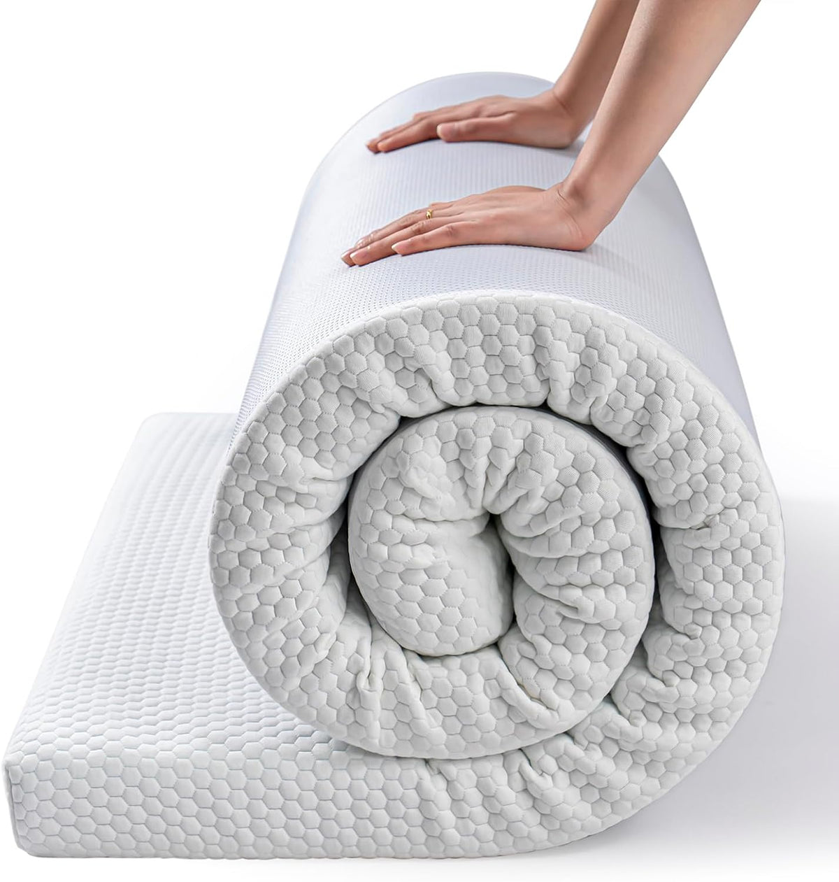 KingChii Memory Foam Camping Mattress, Portable Roll Up Sleeping Pad for Road Trip, Floor Mat Roll Up Futon Mattress for Guests Sleepoverr
