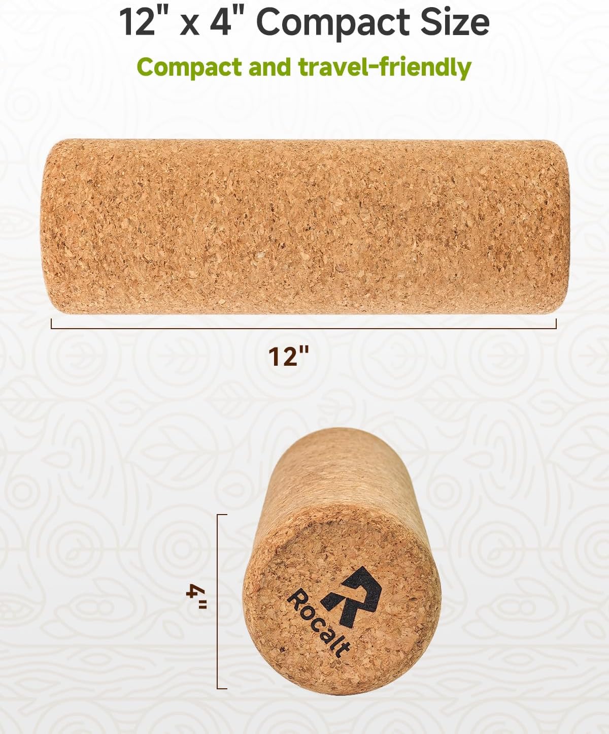 Rocalt Cork Roller, Firm Foam Roller Alternative for Massage, 12 x 4 in