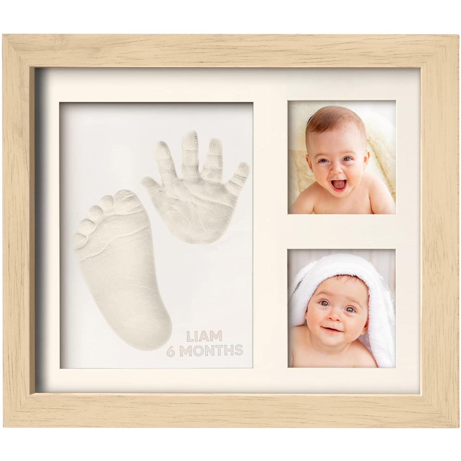 Baby Hand and Footprint Kit,Quick Dry Clay Baby Footprint Kit (Ash Wood)
