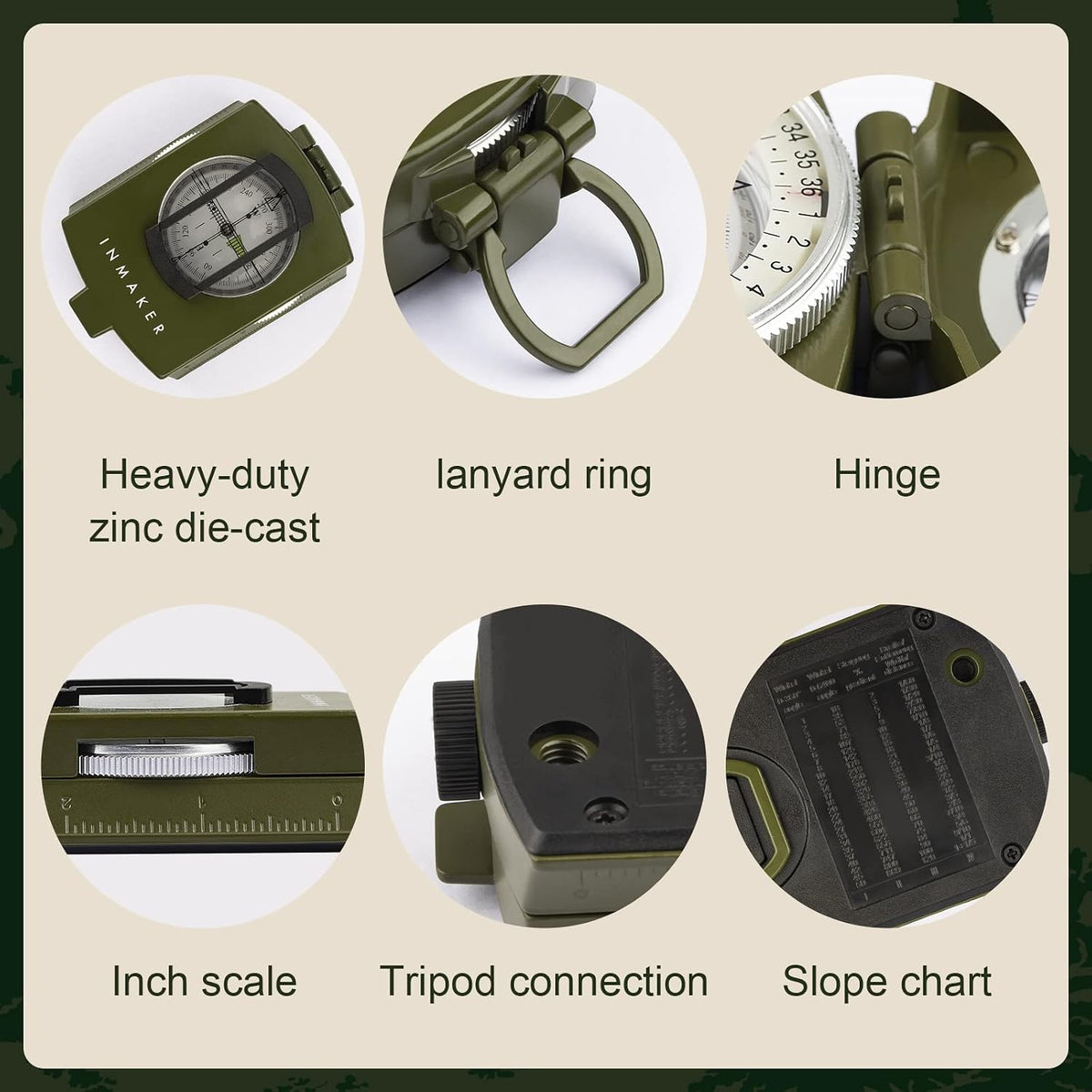 INMAKER Compass, Compass Hiking with Survival Whistle, Luminous Compass Gift for Kids, Apply to Outdoor Survival, Camping and Navigation