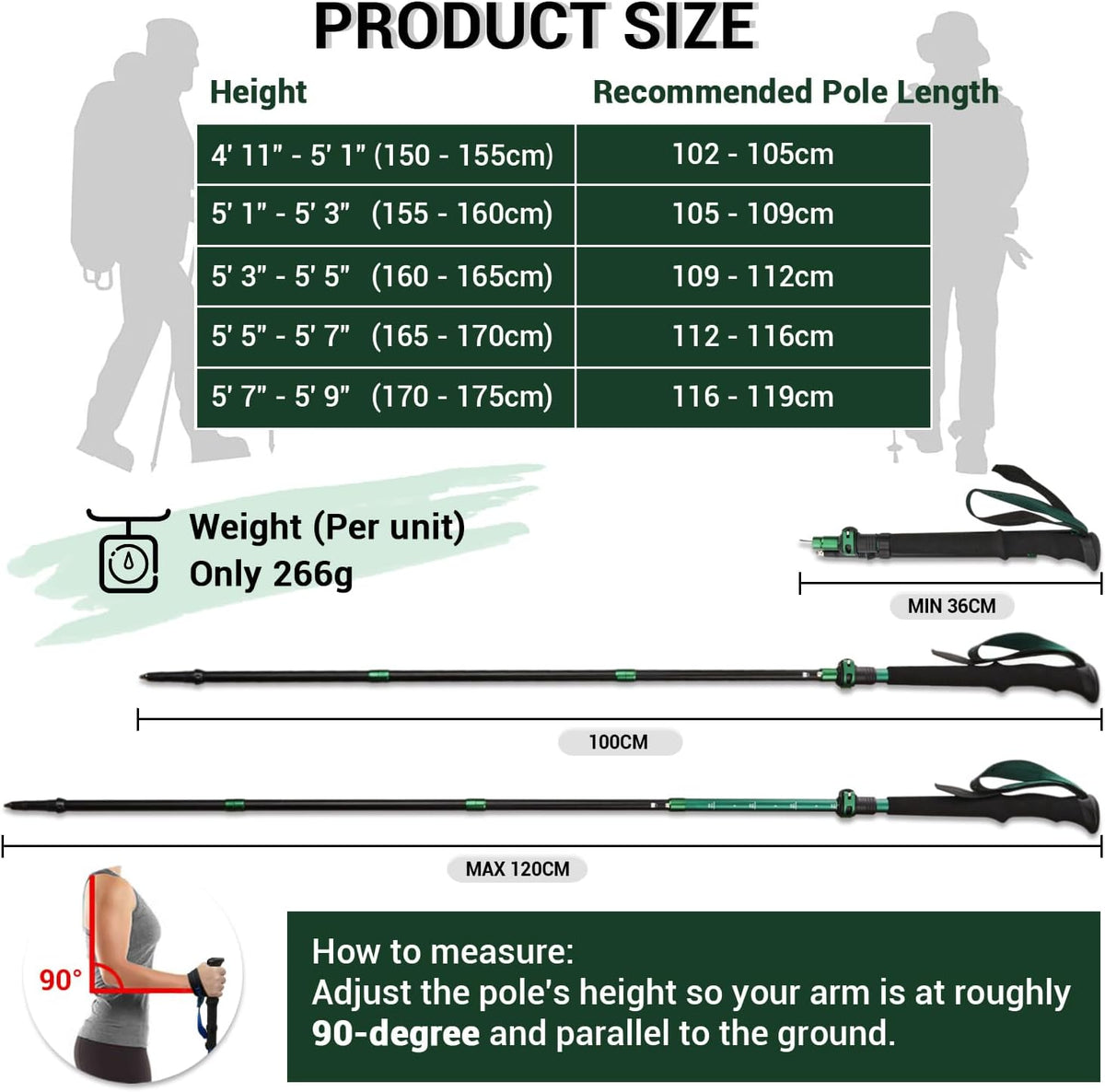 TheFitLife Folding Trekking Poles for Hiking, Lightweight Walking Sticks