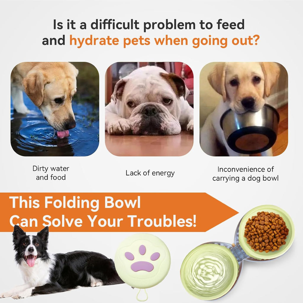 Collapsible 2-in-1 Silicone Pet Bowls (Beige)