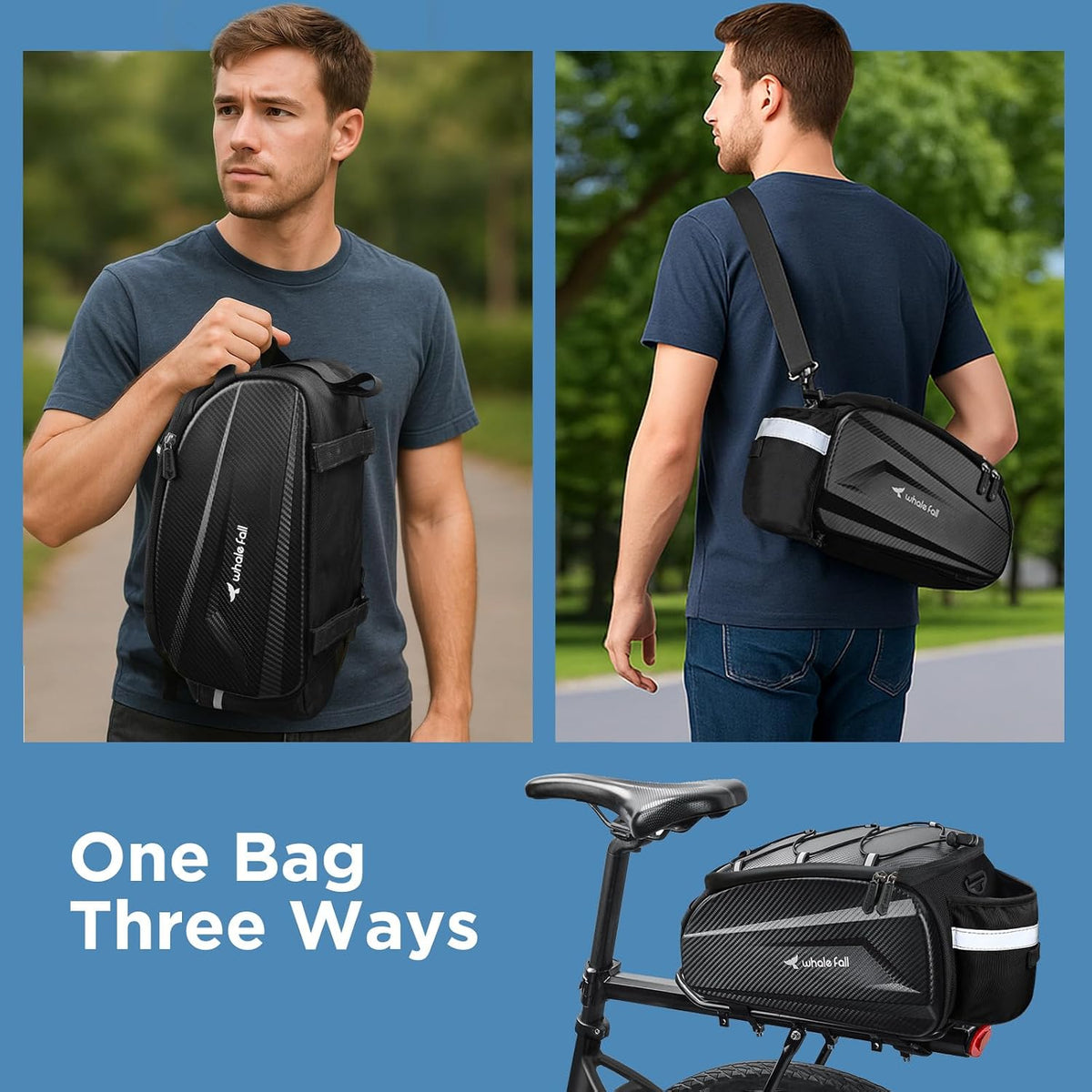 whale fall 10L Bike Rack Bag, Waterproof Hard Shell EVA Ebike Bag
