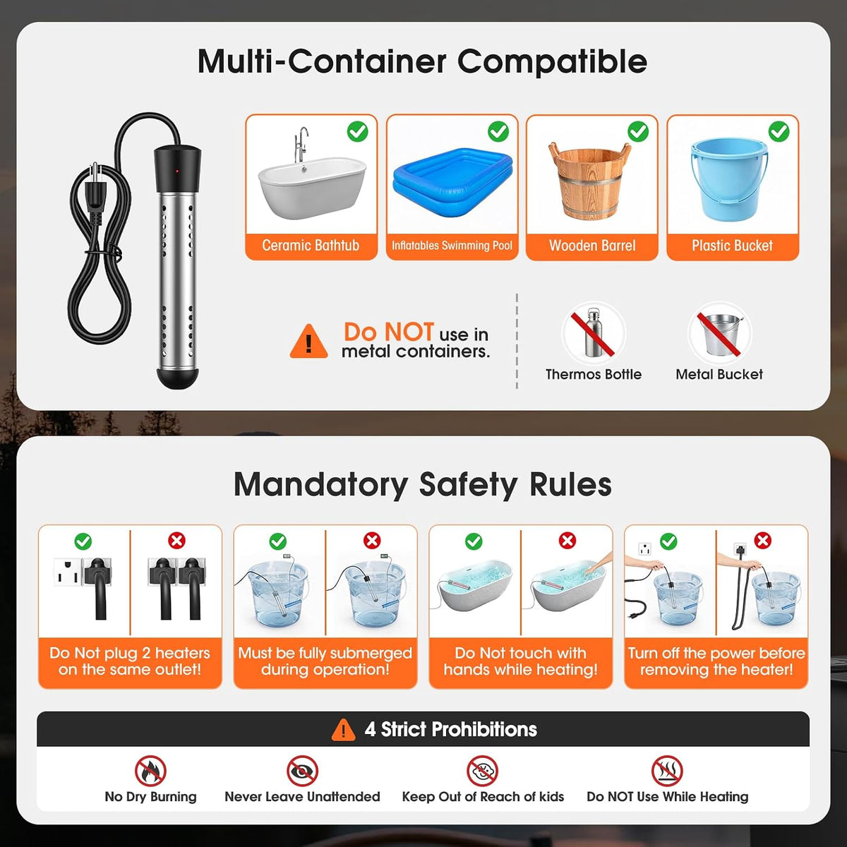 CRESTWAVE Camping Shower with Heater, 6000mAh Rechargeable Portable Shower