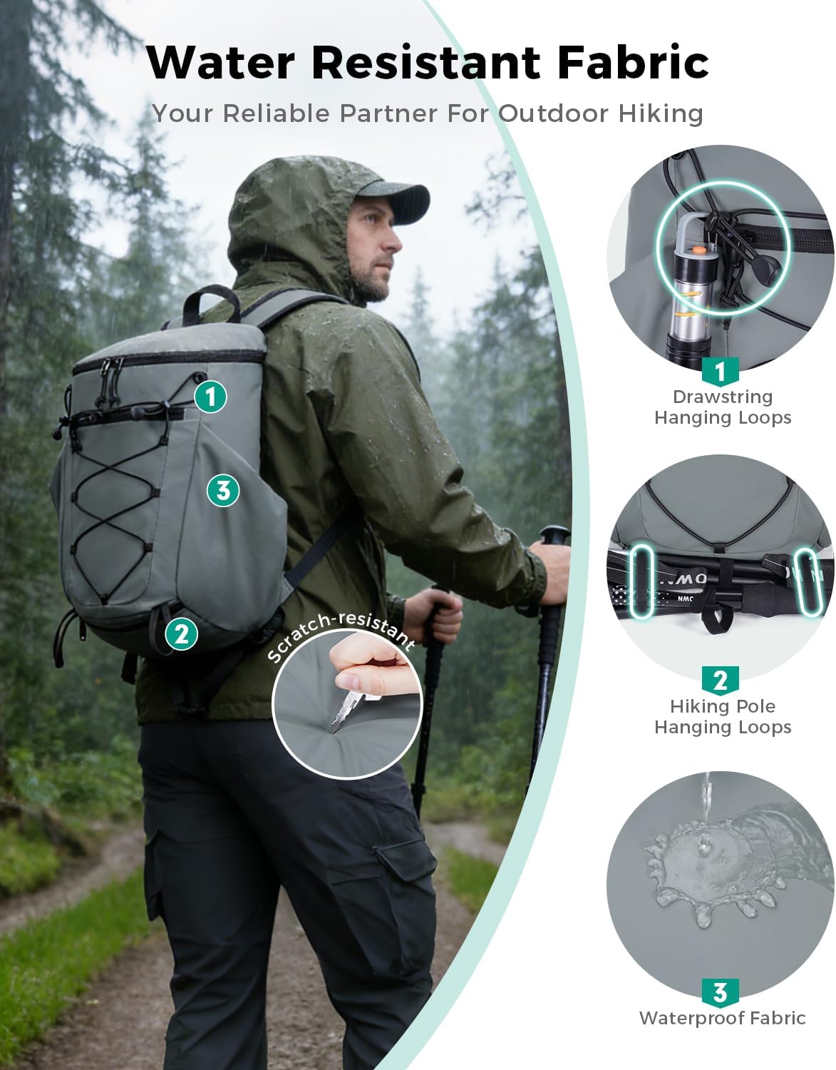 Blue Quartz Lightweight Hiking Backpack, 20L Packable Water Resistant Daypack with Phone Pocket & RFID Blocking for Travel, Camping, Outdoor Pack for Men Women