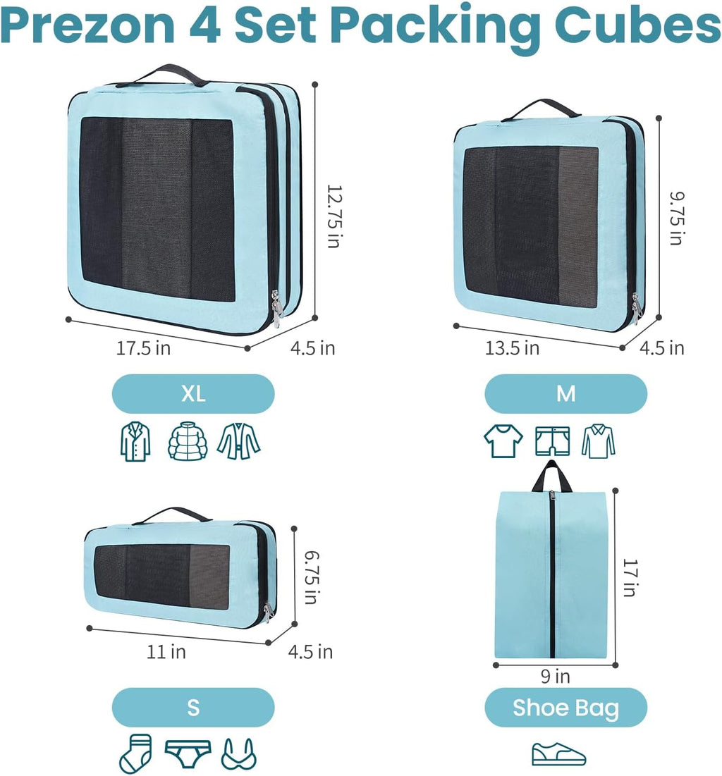 Compression Packing Cubes for Travel, Lightweight Vacation Travel Essentials, Travel Accessories for Suitcase Organizer Bags Set, Durable Luggage Organizer