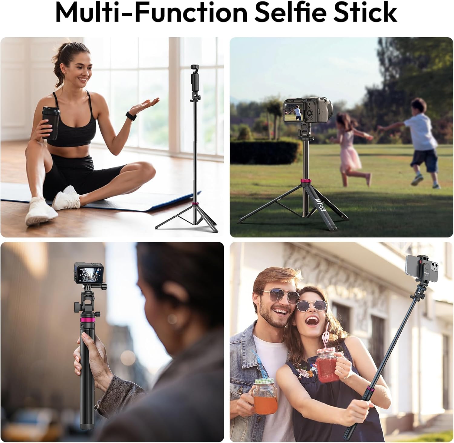 ULANZI MT-89 Extendable Tripod Aluminum, 82" Portable Adjustable Light Stand with 1/4" Screw Quick Release, Camera Phone Tripod for Camera Video Light Smartphone, Lightweight for Travel,Up Load 2.2LBS