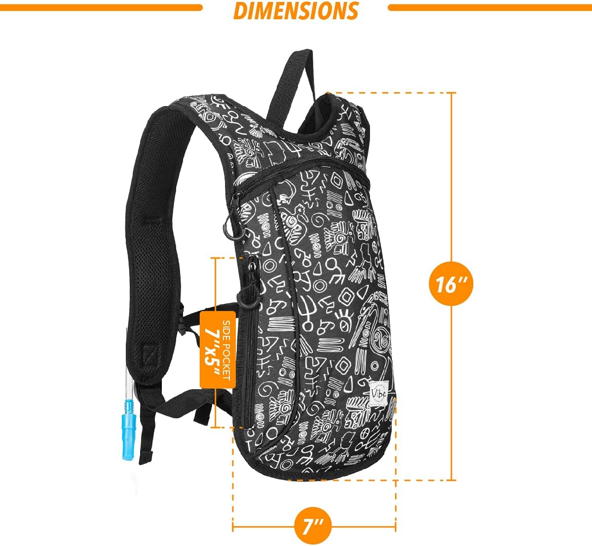 Vibe Festival Gear Rave Hydration Pack Backpack with 2L Water Bladder for Women Men – Festival Hydropack, Hydro Pack, Leak Proof, Lightweight – Teens, Party, Hiking, Running, Outdoor Sports