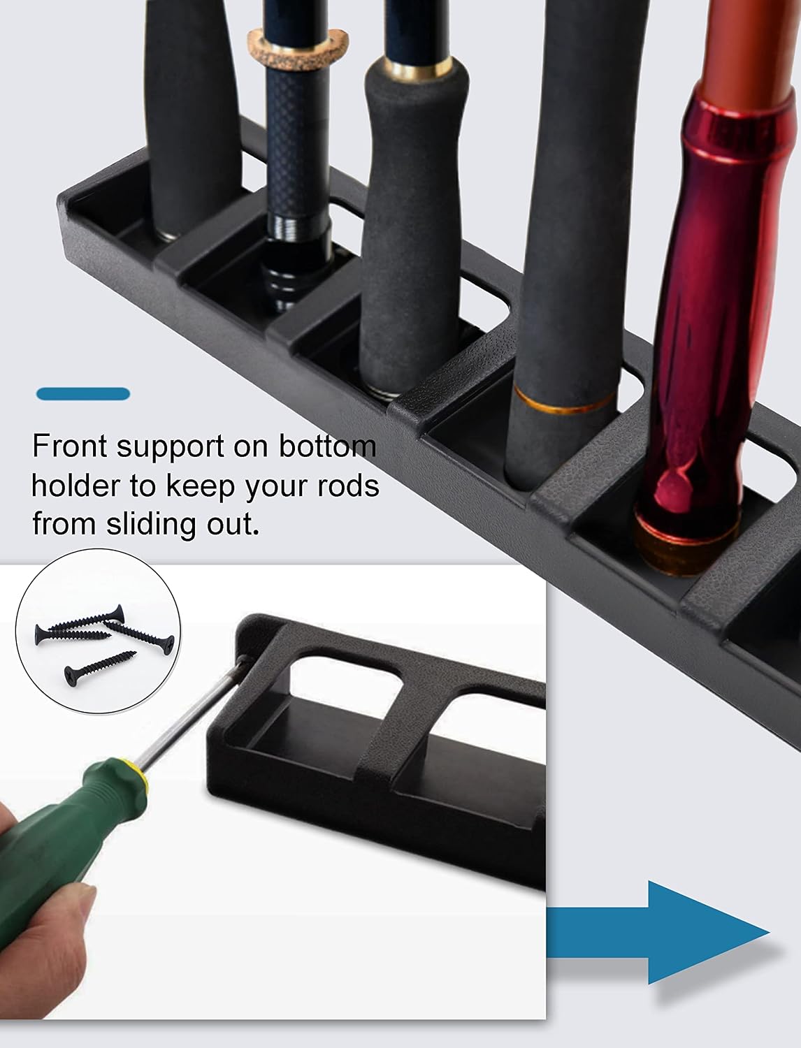 Fishing Rod Holders Vertical Rod Rack, Fishing Pole Holders for Garage, Wall, Ceiling Rod Stand, Black (1 Pair Black)