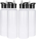 VEGOND 40 oz Insulated Water Bottle Bulk Stainless Steel Metal Water Bottles with Leak Proof Straw Lid & Spout Lid, Wide Mouth Double Walled Vacuum Travel Sports Bottle, 4 Pack