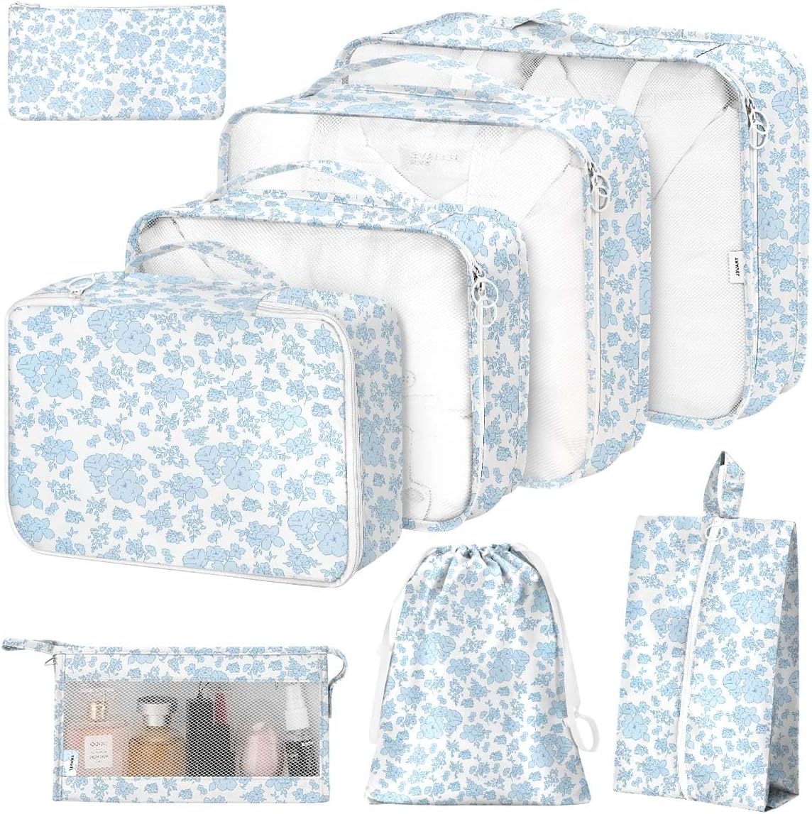 8 Set Packing Cubes for Suitcases,Packing Cube with Shoe, Cosmetics, Clothing, Accessories Bags Packing Cubes for Travel Luggage Organizer Women Men(Butterfly)