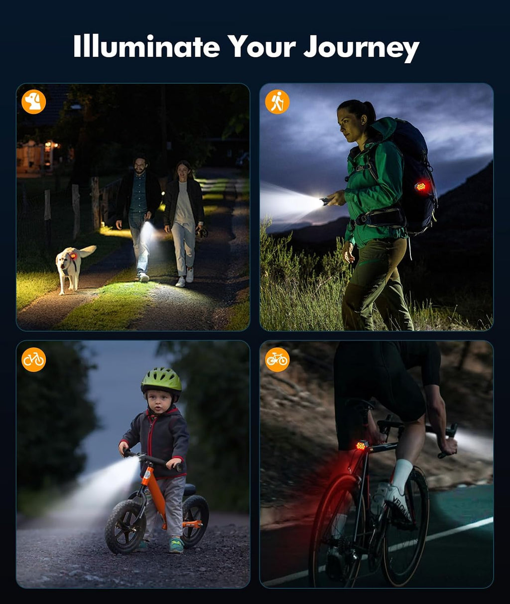 Zewdov High Lumen Super Bright Bike Lights for Night Riding, Adjustable Modes Bicycle Lights Front and Rear, Rechargeable & IP65 Waterproof Bike Headlight and Taillight Set for Cycling Electronics