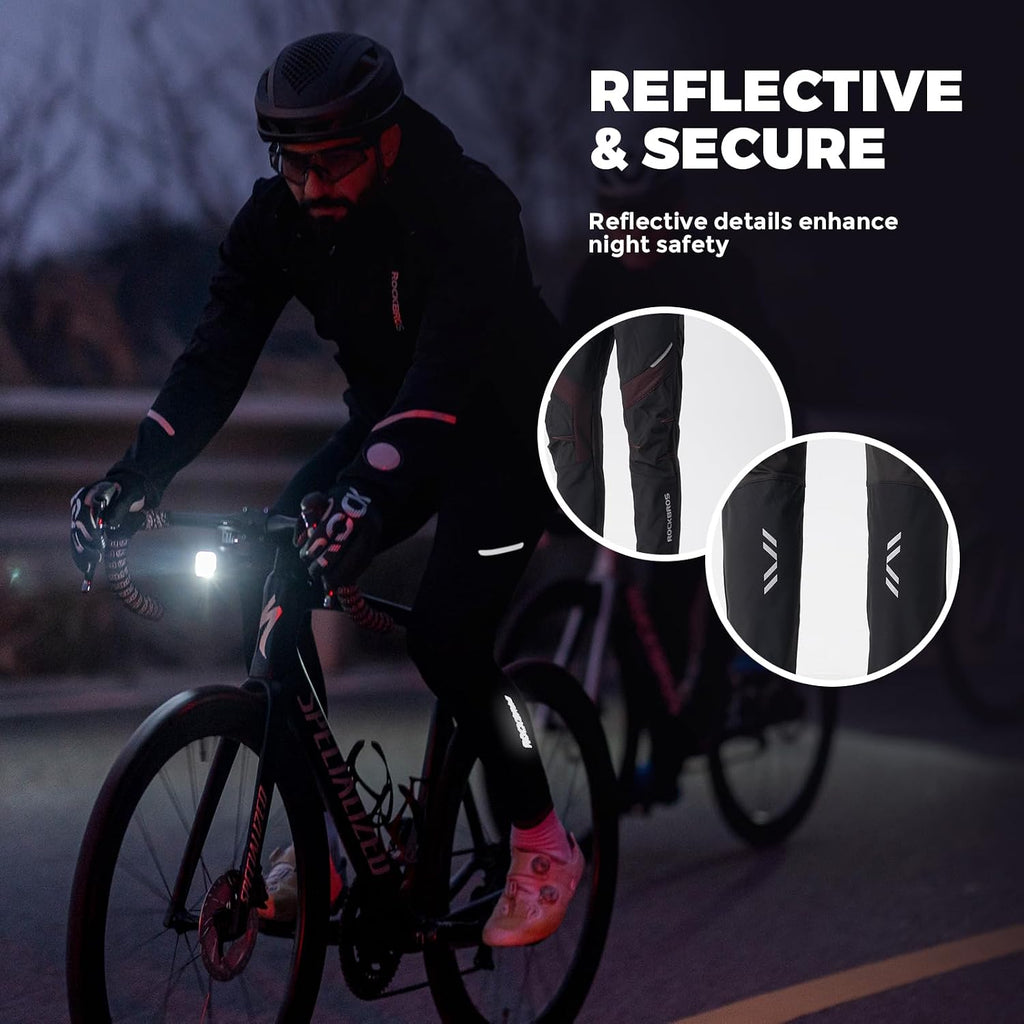 ROCKBROS Winter Cycling Pants for Men Windproof 3-Layer Warmth Road Bike