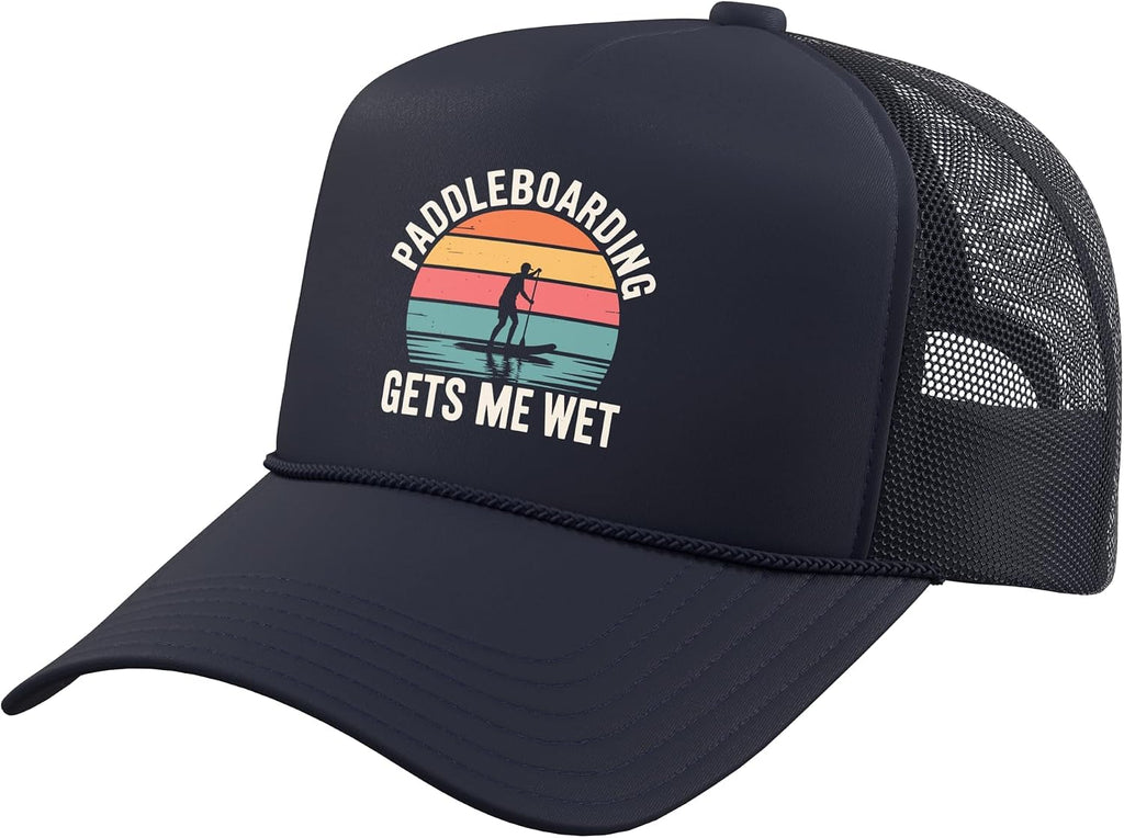 Paddleboard Art for Men Women Paddleboarding Paddle Board Trucker Hat with Adjustable Mesh Back