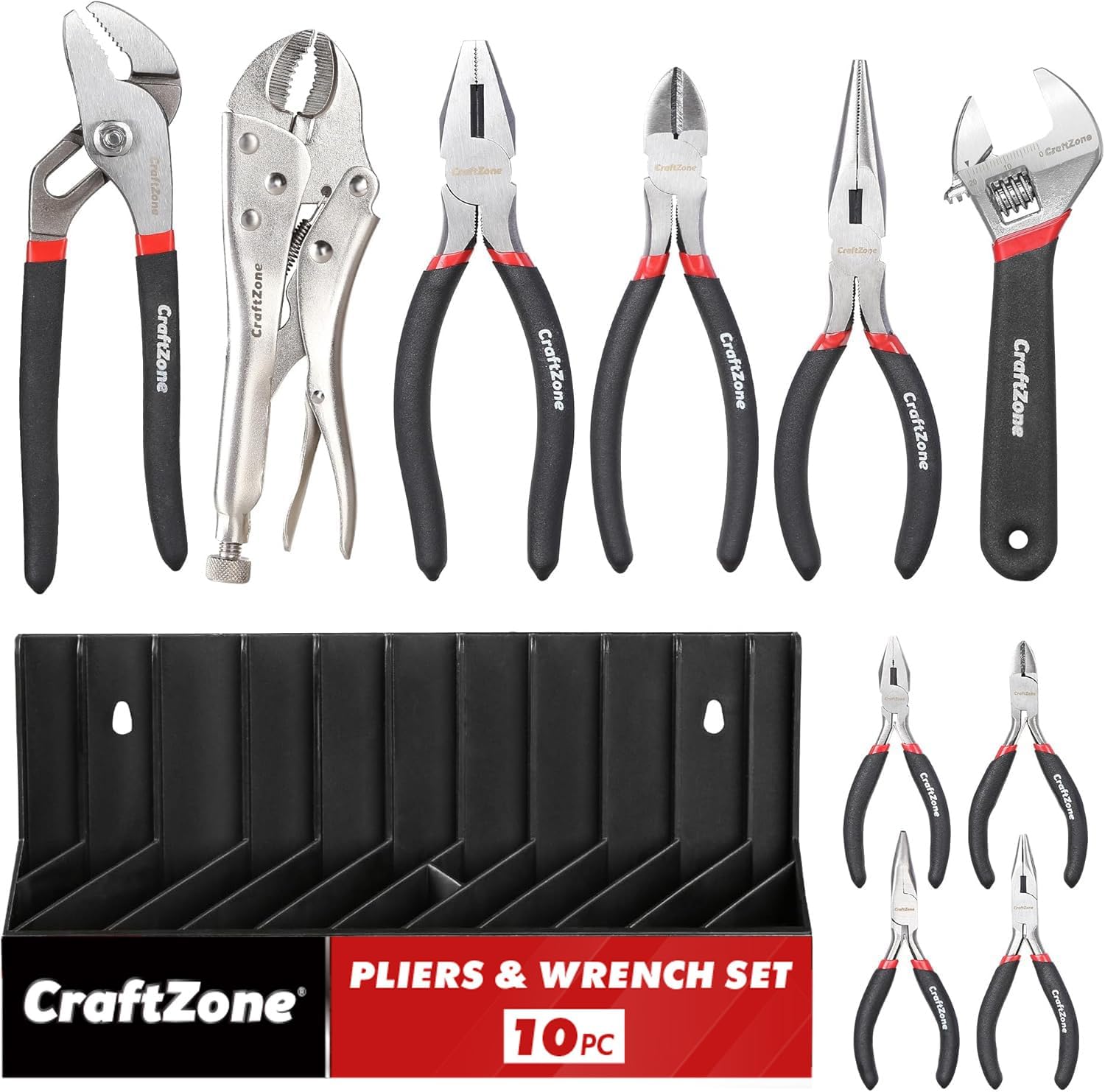 7 Piece Professional Pliers Set With Long Nose, Linesman, Water Pump, Slip Joint And Diagonal Cutting Pliers, Heavy Duty Hand Tool Set For Electrical Work, Home DIY And Automotive Repair