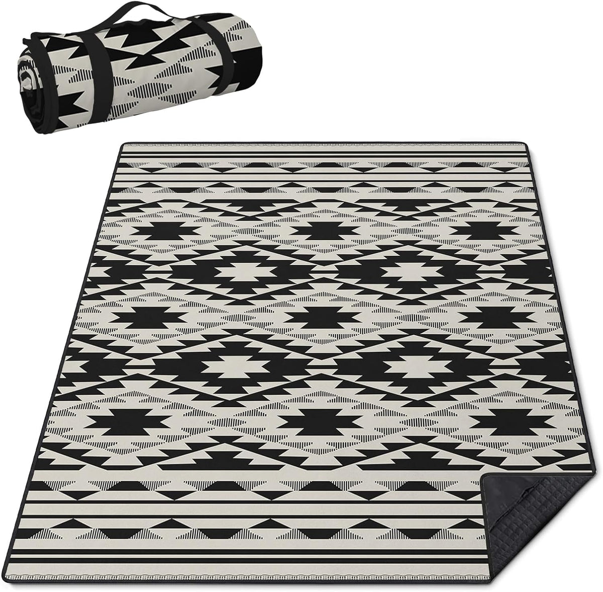 Boho Picnic Blankets Waterproof Foldable, 60″X80″ Thick Three Layer Picnic Mat Tribal Outdoor Blanket for Grass, Beach Blanket Sandproof Picnic Accessories for Camping Party Park Patio