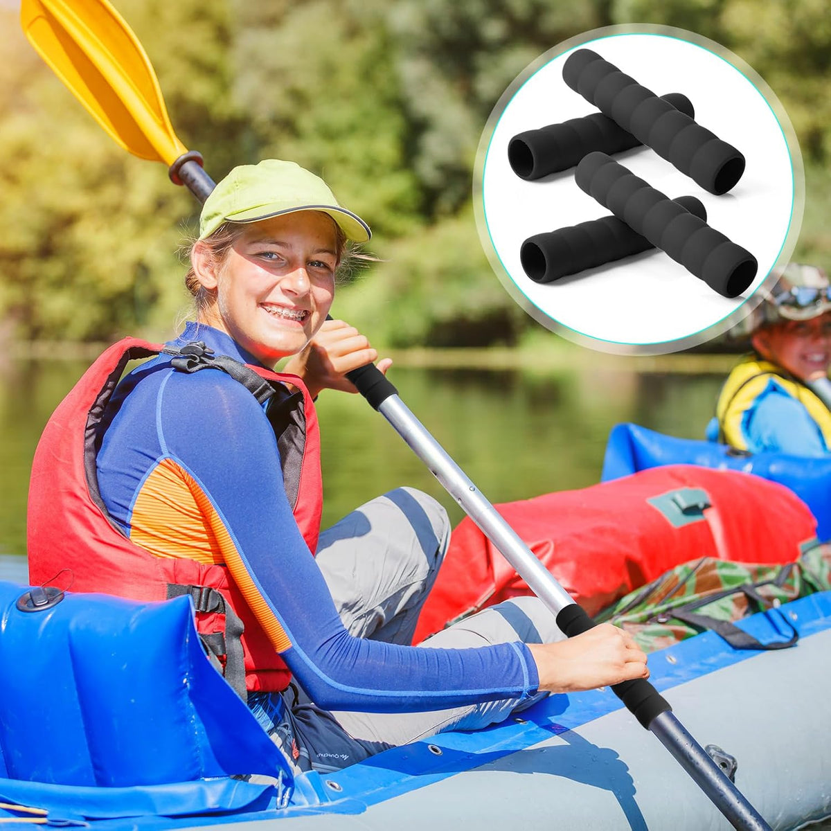 Seenelling 4 Pcs Kayak Paddle Grips Non Slip Silicone Wraps