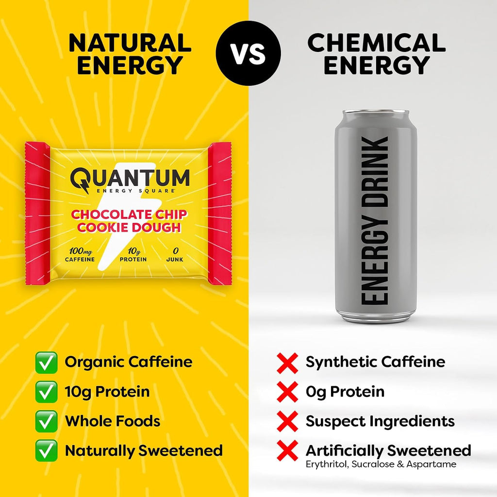 QES Energy Bar, Chocolate Chip Cookie Dough, Caffeine, 10g Protein, Vegan
