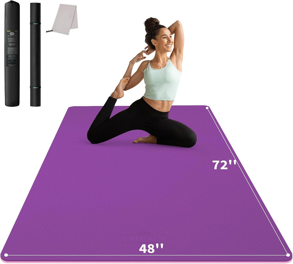CAMBIVO 72''x48'' Large Yoga Mat, Extra Thick TPE Workout Mat