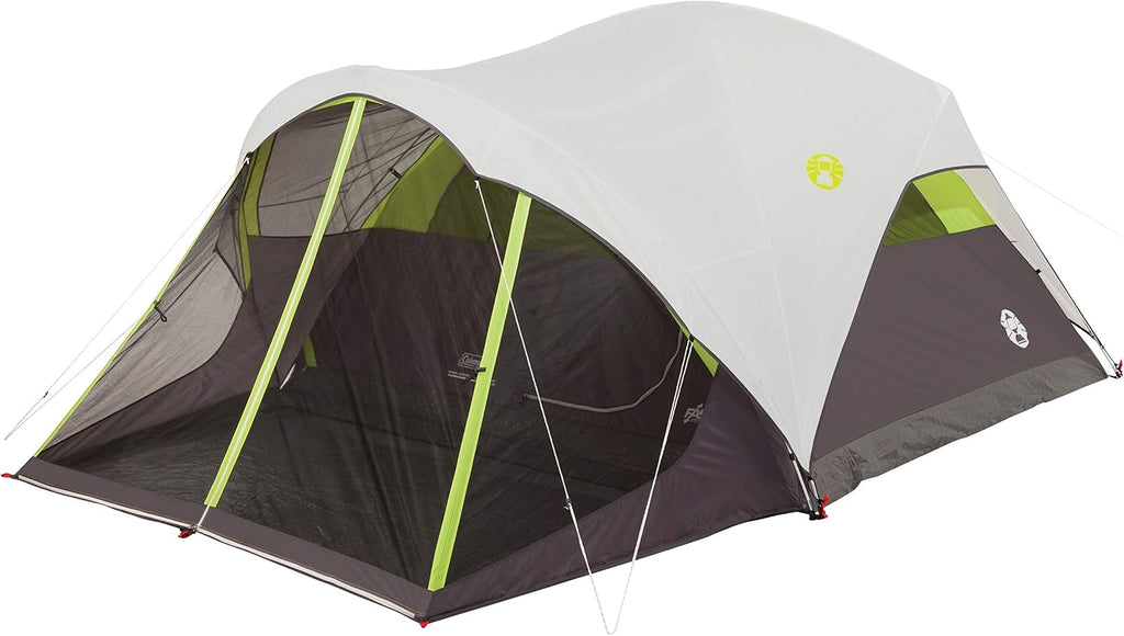 Coleman Steel Creek 6-Person Tent with Screened Porch & Integrated Rainfly, Weatherproof Tent with Screen Room Sets Up in Minutes, Fits Queen-Size Airbed