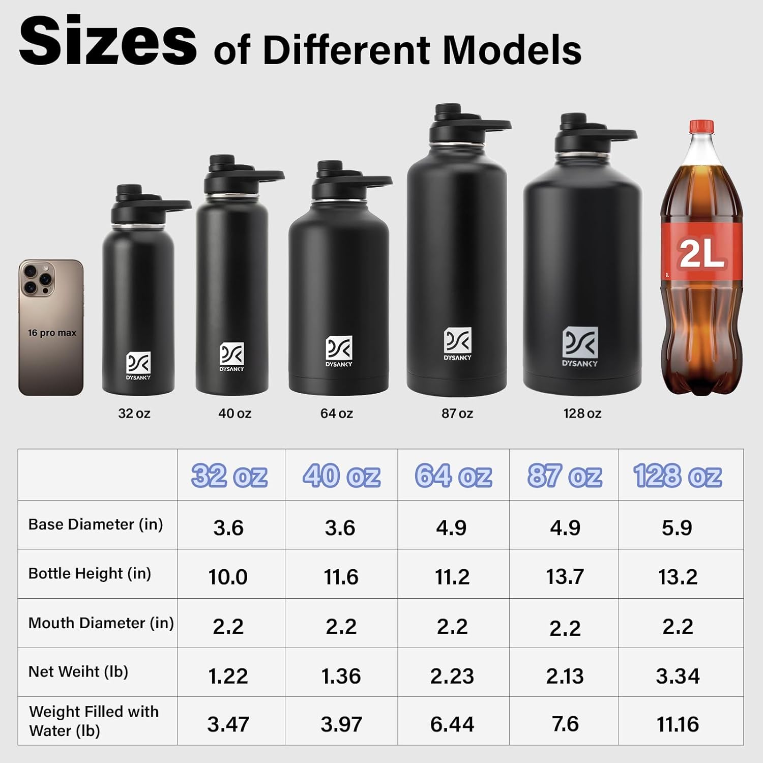 DYSANKY Insulated Water Bottle w/Straw Lid & Portable Carrier Bag, 64oz
