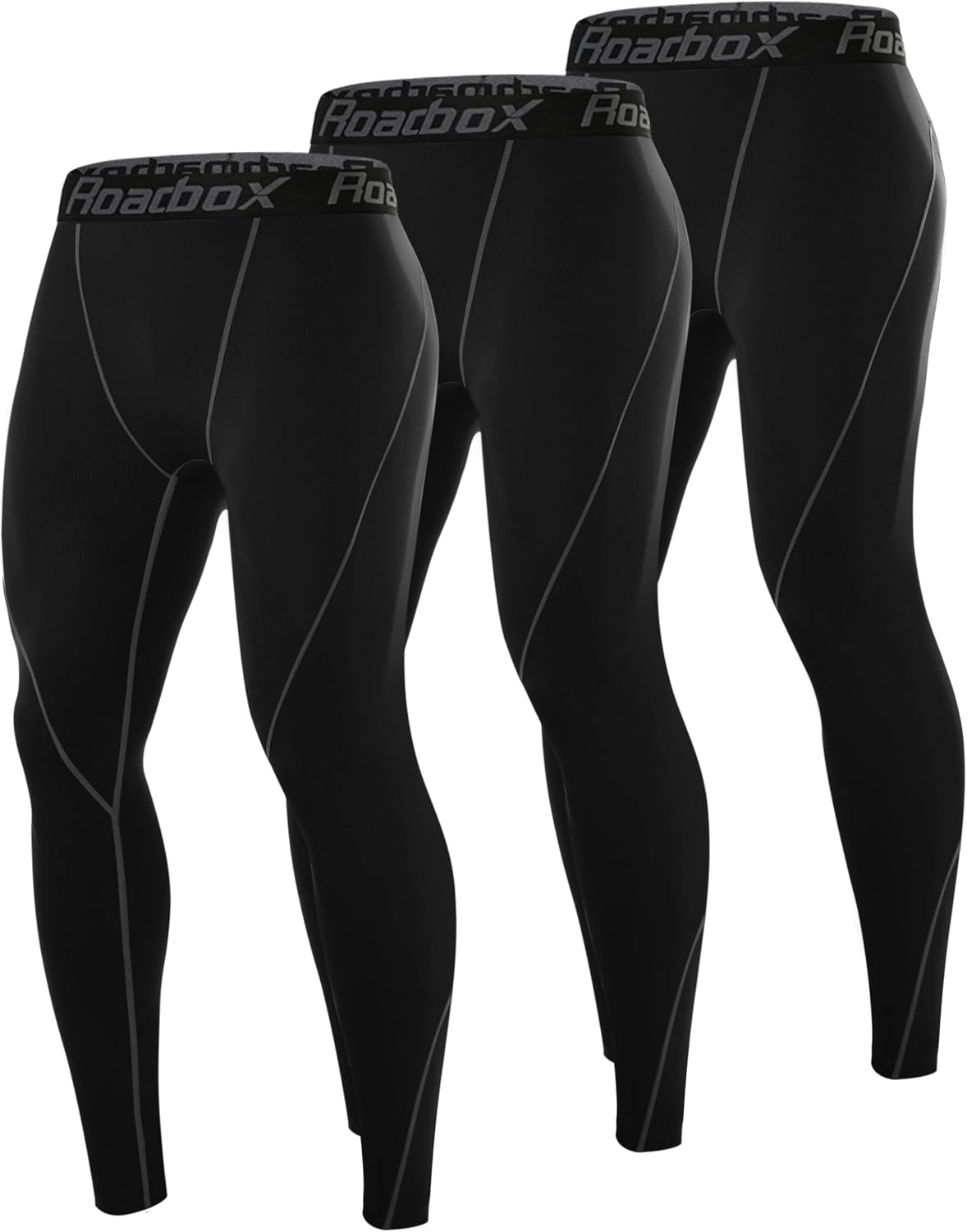 Roadbox 3 Pack Compression Pants Men, Performance Running Workout Leggings
