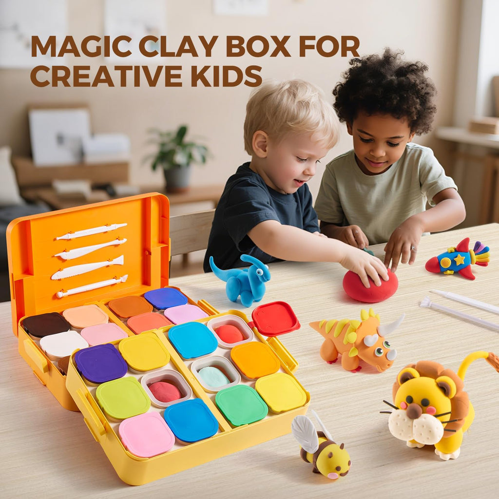 Jar Melo Air Dry Clay, Magic Modeling Clay Kit, 24 Colors with Storage Box