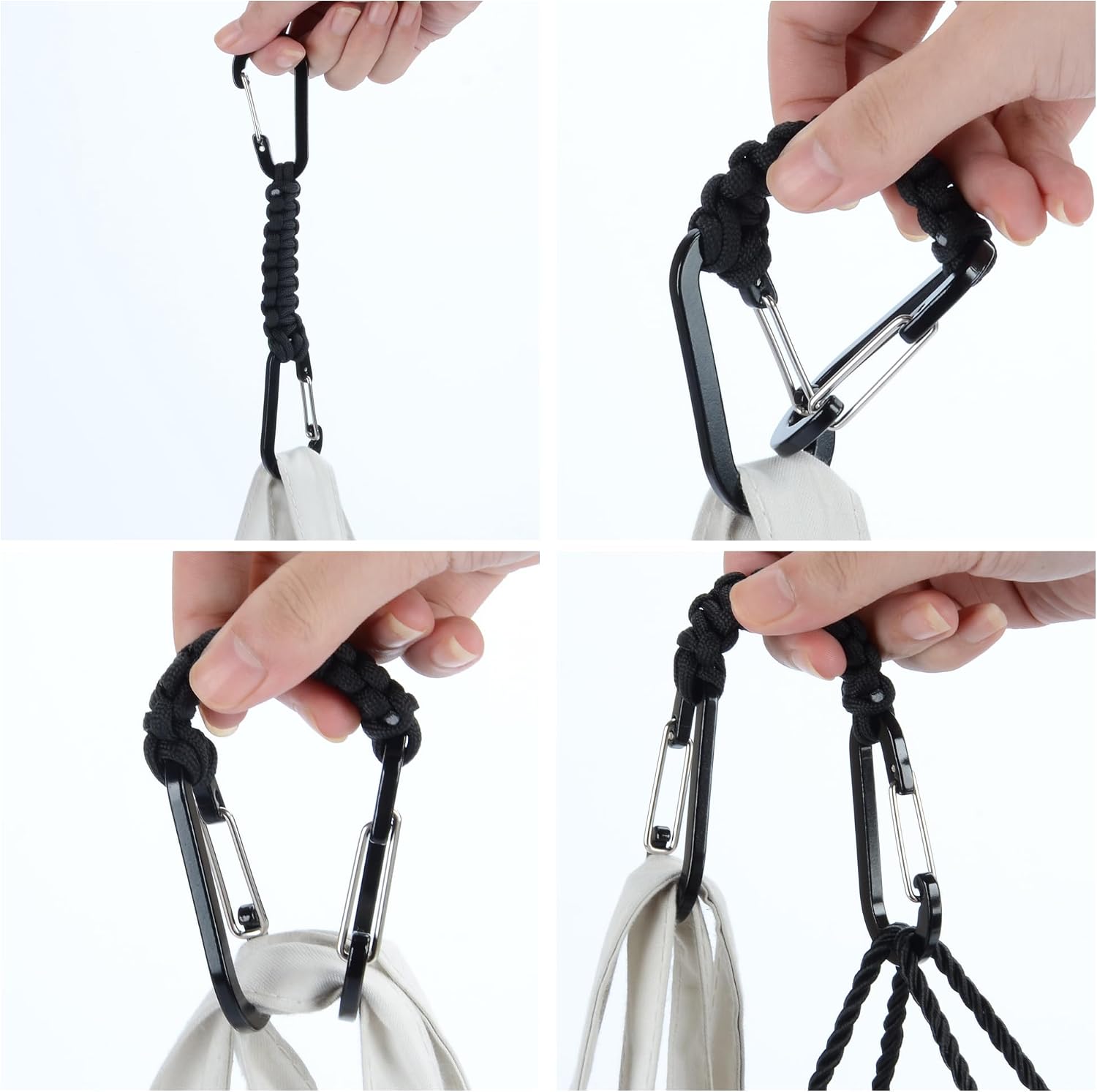 BRAVESHINE Paracord Keychain Carabiner Clip | D Ring Hanger Lanyard Hook