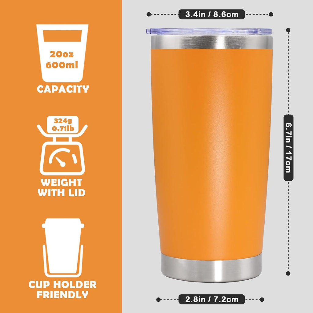 20oz Tumbler Stainless Steel Tumbler Coffee Tumbler with Lid Orange, 4P