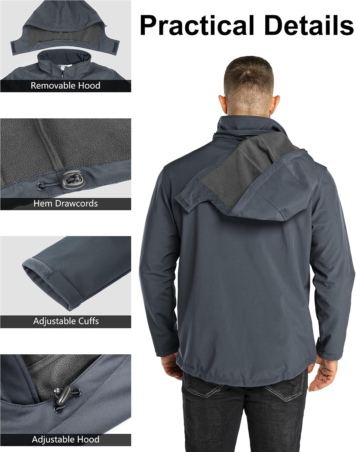 Outdoor Ventures Men's Softshell Jacket Waterproof Fleece Rain Shell Coat