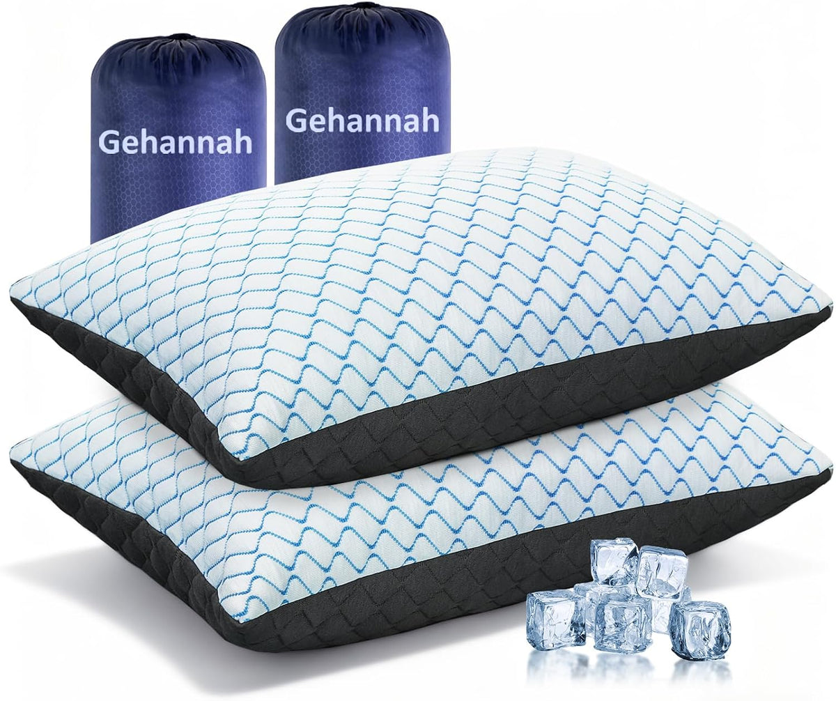 Travel Pillow - Large 2 Pack Compressible Camping Pillow for Sleeping - Shredded Memory Foam with 2 Storage Bags - Supportive for Adults, Kids, Outdoor, Backpacking, Hiking Gear