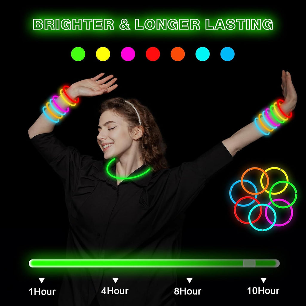 JICUICUI Glow Sticks Bulk Party Pack 500PRO Glow in the Dark Party Supplies