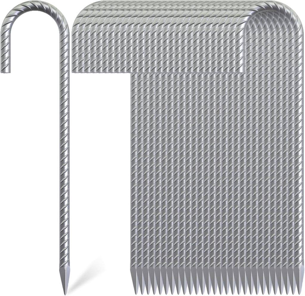 12 Inch J Hook Rebar Stakes 30 Pcs, Heavy Duty Metal Tent Stakes