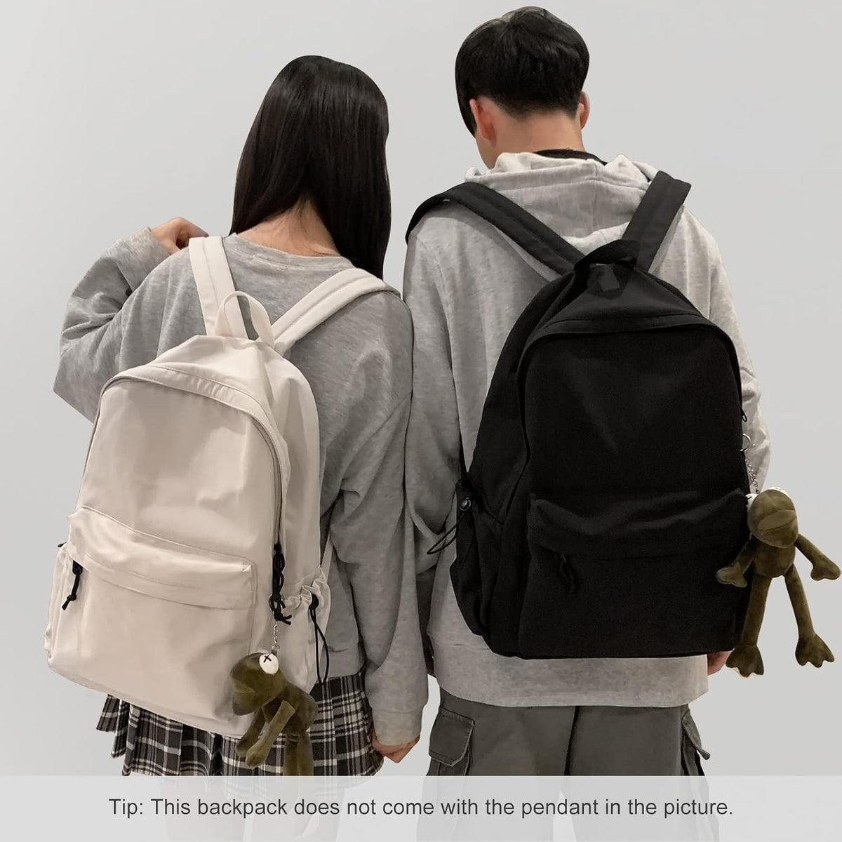 Beige School Backpack for Girls Water Resistant High School Book Bag Simple Backpack for Teens Boys Girls, Lightweight Middle School Back Pack Daypack