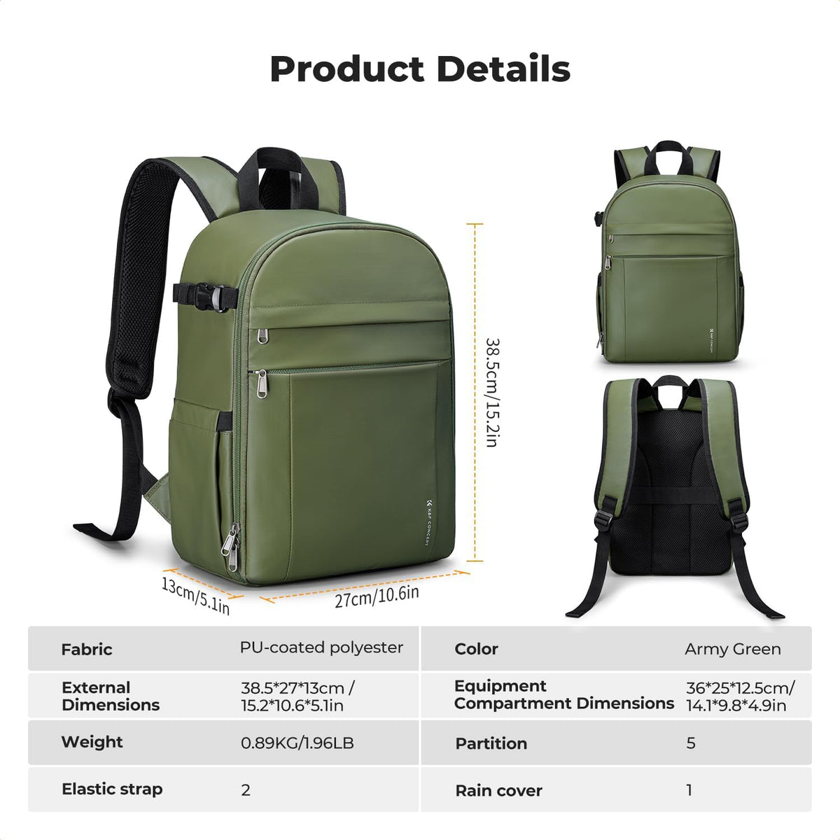 K&F CONCEPT Camera Backpack, DSLR/SLR/Mirrorless Photography Camera Bag