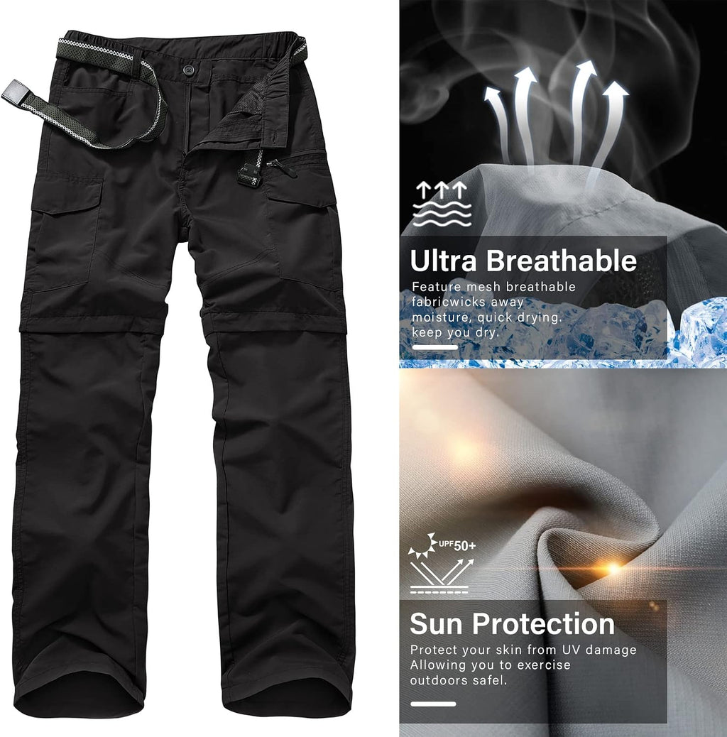 linlon Boy Scout Pants Hiking Mens Convertible Zip Off Safari Fishing
