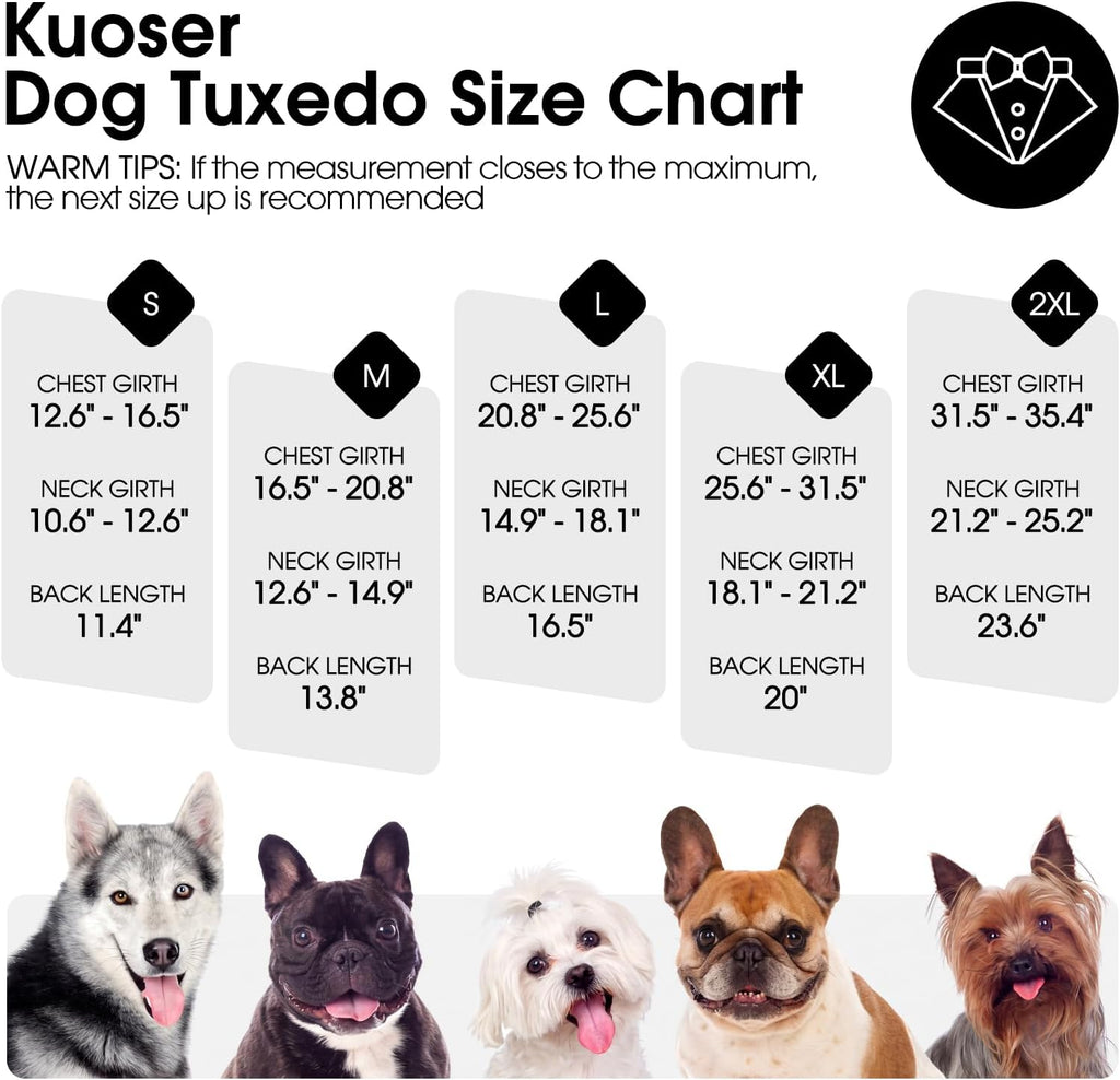 Kuoser Dog Tuxedo, Dog Suit and Bandana Set, Dogs Costume with D-Ring