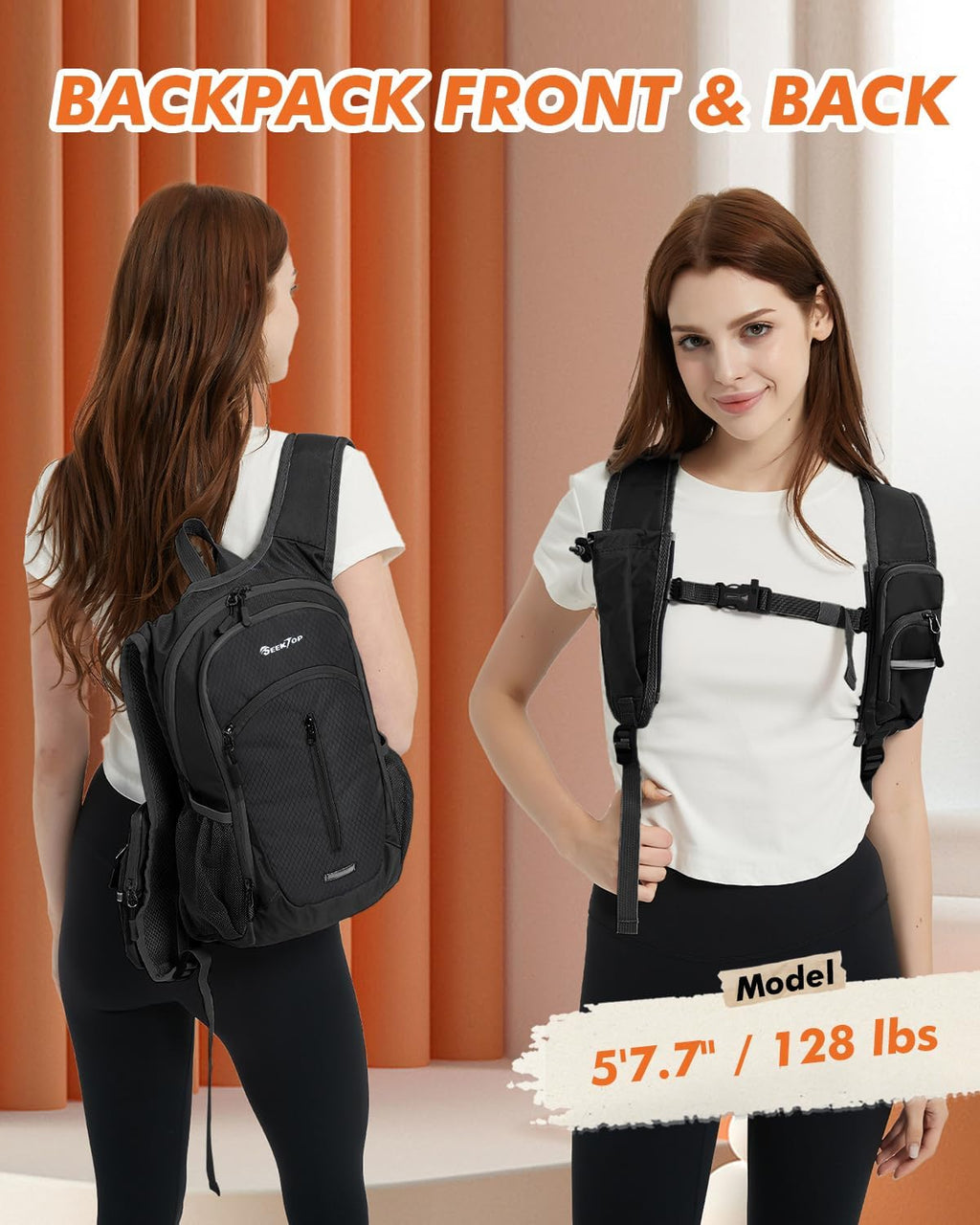 Seektop Small Hiking Backpack Expandable 12L-16L