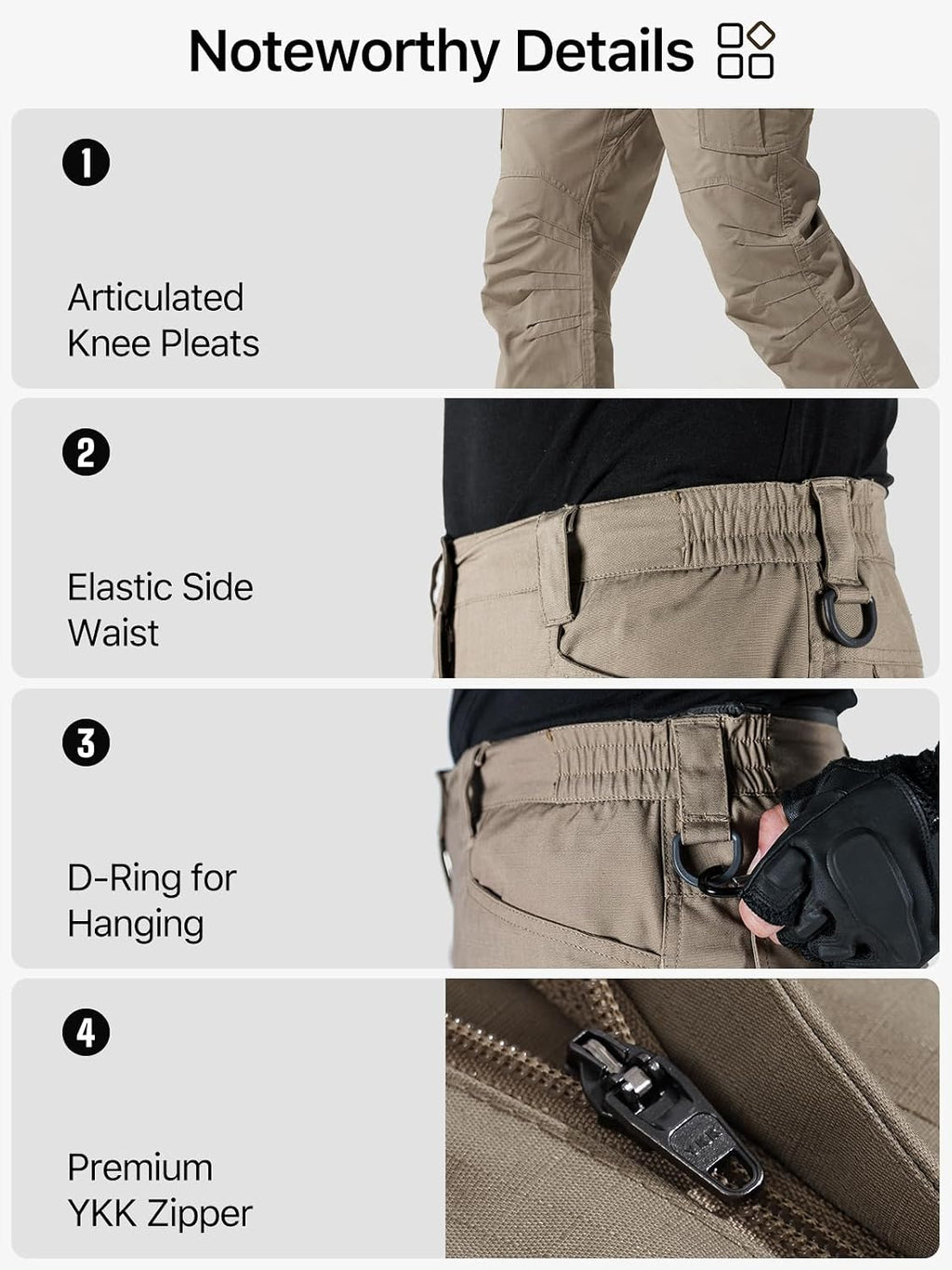 FREE SOLDIER Men's Tactical Pants Ripstop Work Cargo Hiking Pants