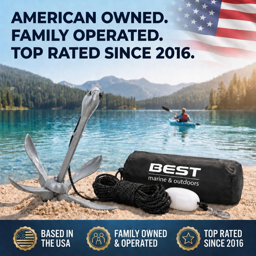 Kayak Anchor, 3.5 LB Folding Anchor System, Paddle Boards, Jet Skis & PWC